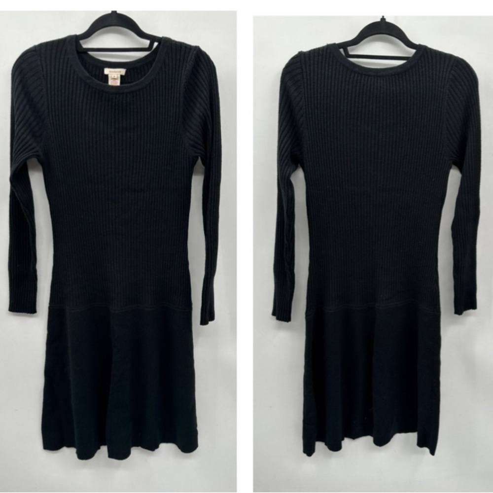 SUNDANCE RAQUEL midi length wool rib knit gorpcore comfort black woman dress M - Picture 2 of 9